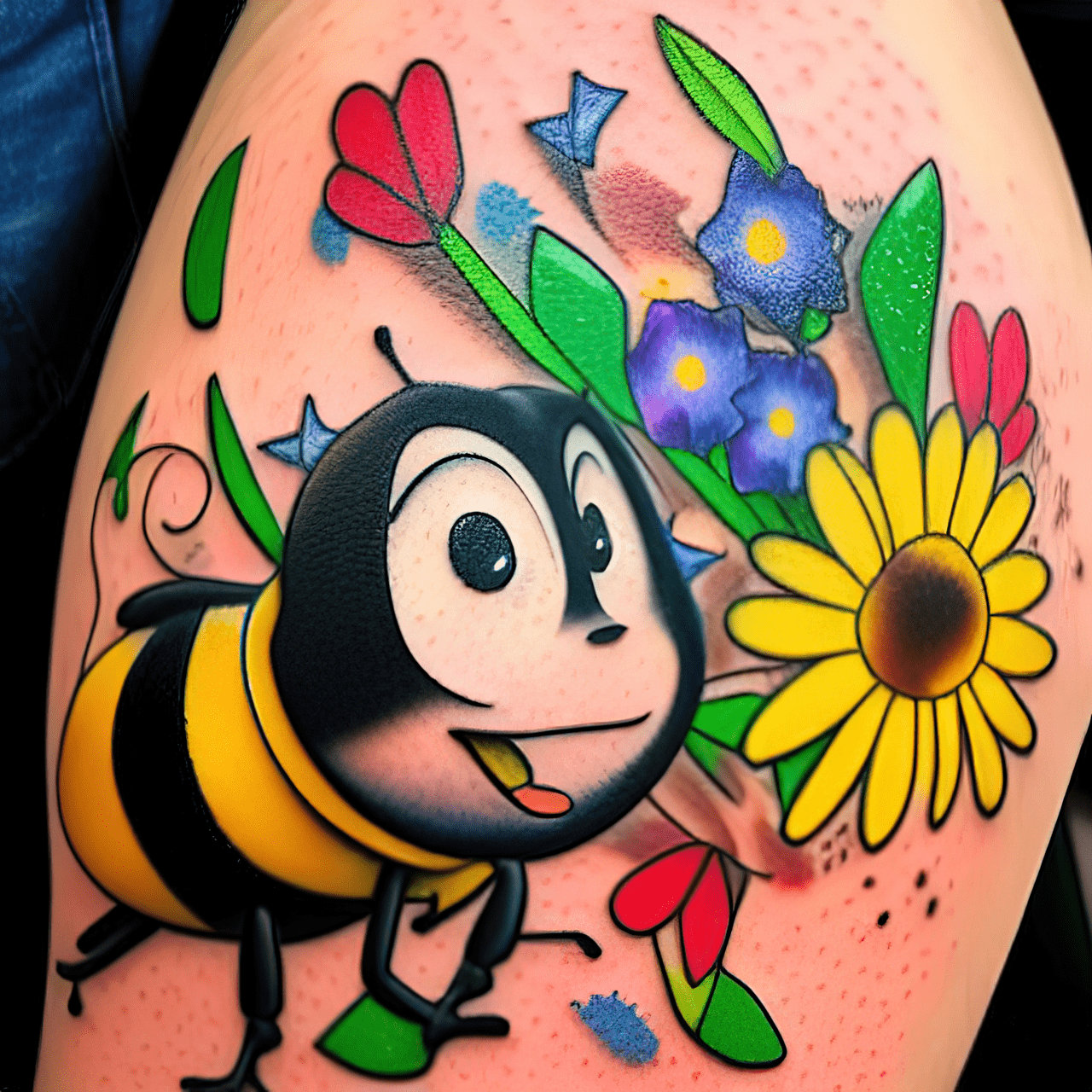 Intricate Mini Bee Tattoo by oozy