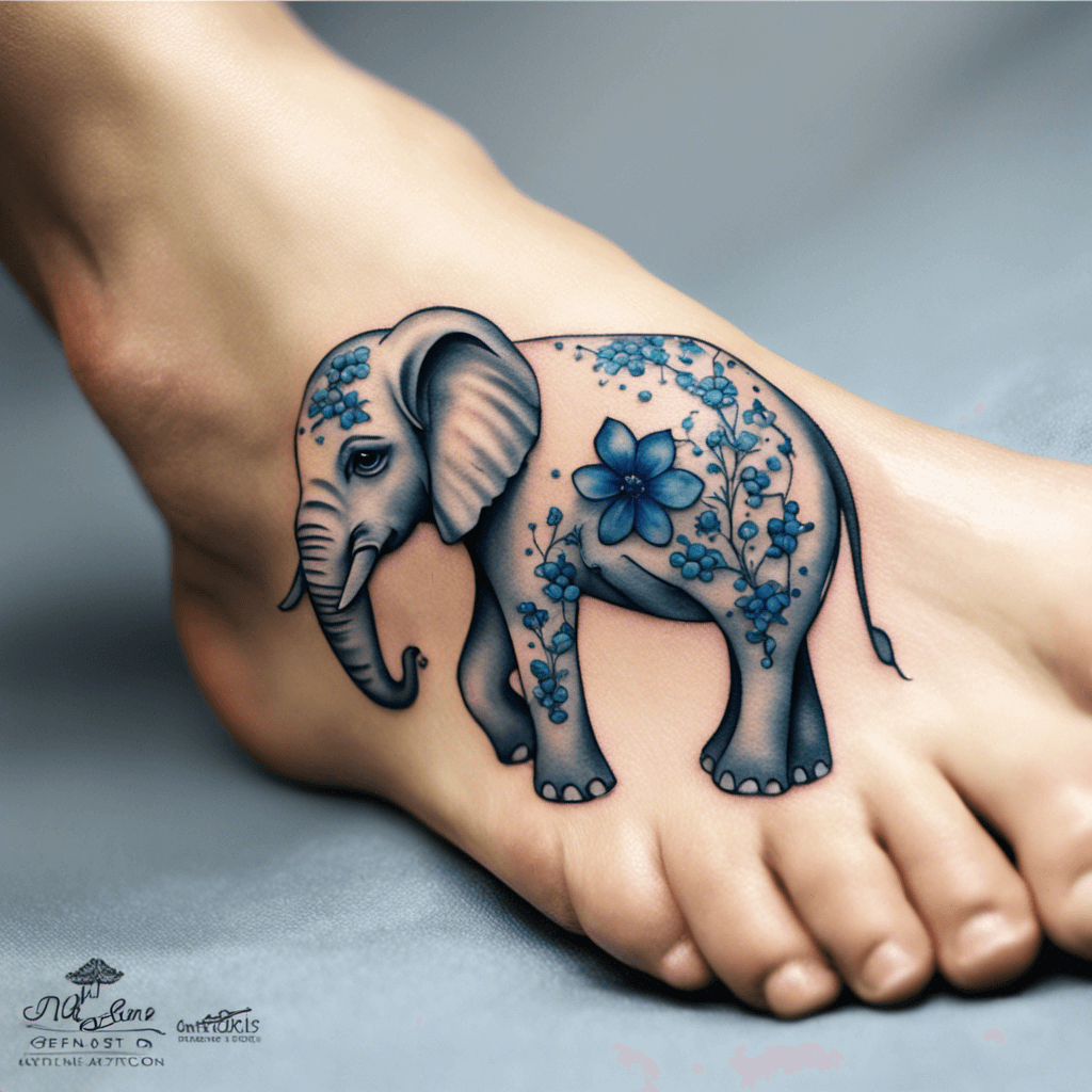 arm Nice color desert tree with elephant tattoo pattern