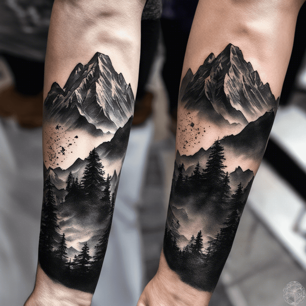 New Mountain Temporary Tattoos Stickers,Including Fake Tattoos Waterproof  Black Geometry Sun Star Moon Tree Sea Wave Tattoo - AliExpress
