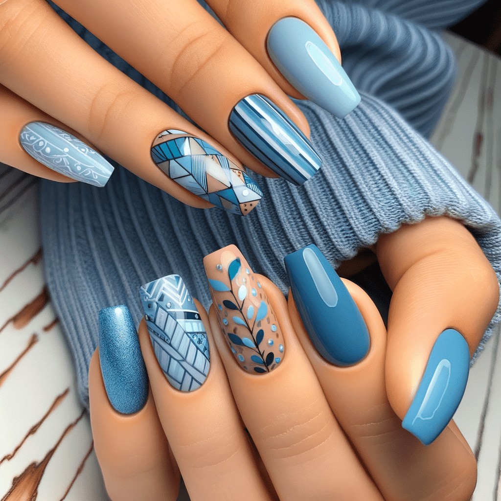 Summer Blue Nail Art | No tool nail design - The Nail Chronicle