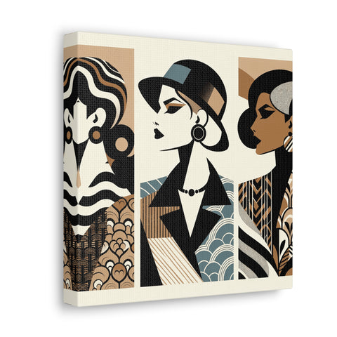 Chic Silhouettes: A Triptych of Elegance - Canvas Print