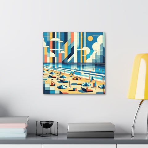 Geometric Shores under a Cubist Sun - Canvas Print