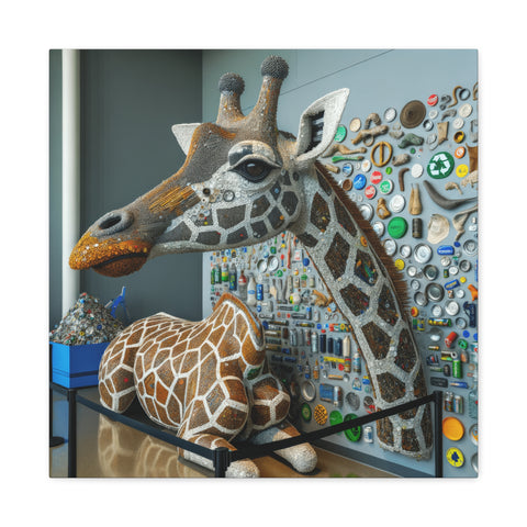 Mosaic Majesty: The Giraffe of a Thousand Pieces - Canvas Print