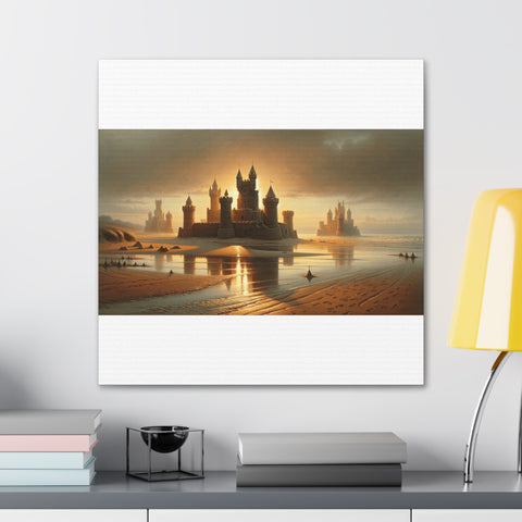 Sunset Bastions: A Sandcastle Dreamscape - Canvas Print