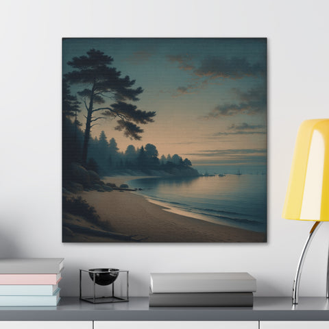Twilight Whispers on Sapphire Shores - Canvas Print