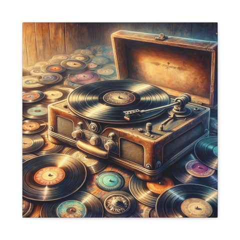 Vinyl Vortex: The Retro Rhapsody - Canvas Print