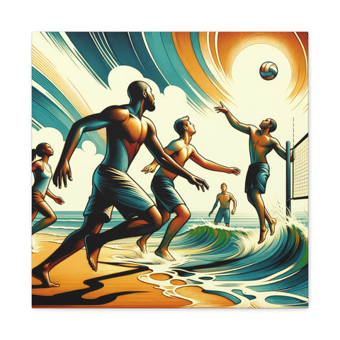 The Volleyball Chronicles: Seaside Showdown - Canvas Print