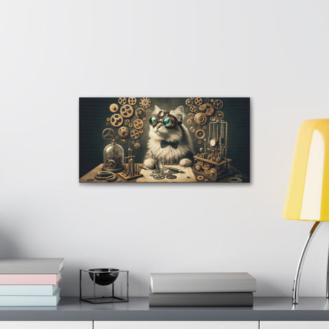 The Time-Tinkering Tabby - Canvas Print