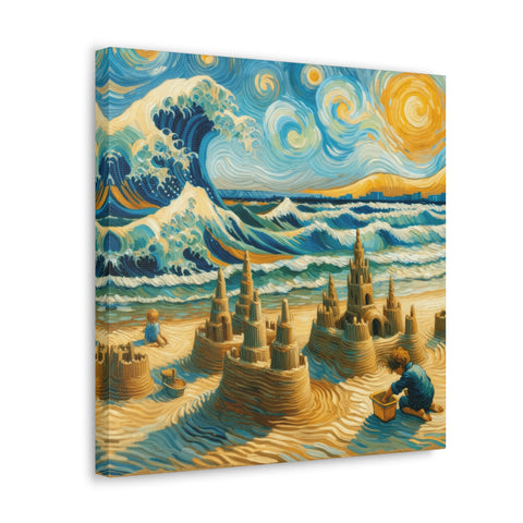 Sandswept Dreams under Van Gogh Skies - Canvas Print