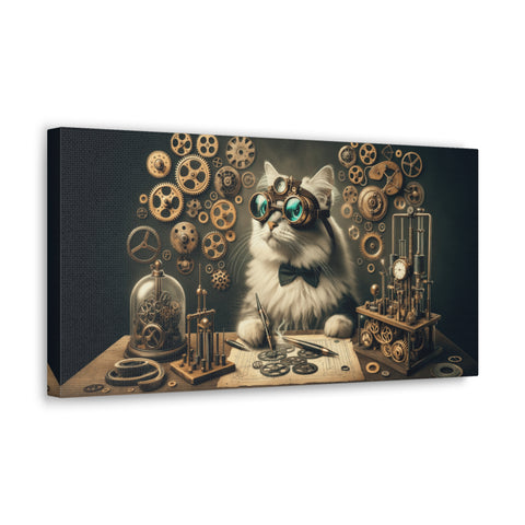 The Time-Tinkering Tabby - Canvas Print