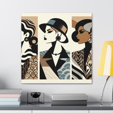 Chic Silhouettes: A Triptych of Elegance - Canvas Print