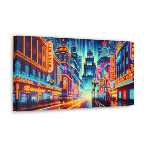 Neon Dreams on Future's Main Street - Canvas Print