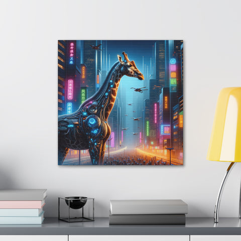 Neon Dreams and the Giraffe Machine - Canvas Print