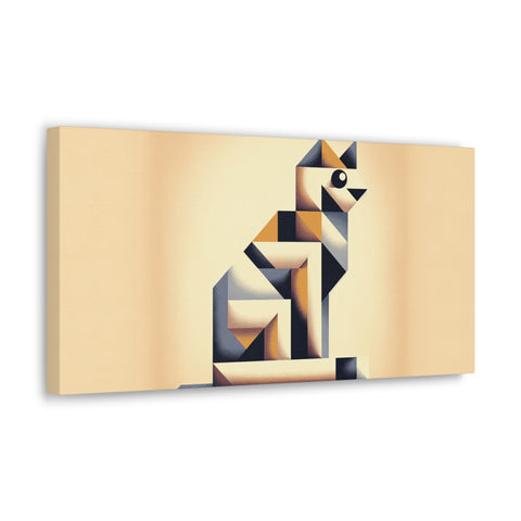 Geometric Serenity: The Feline Abstract - Canvas Print