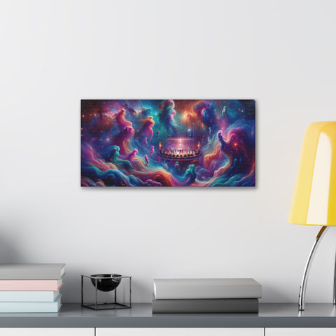 Celestial Swing: A Cosmic Symphony - Canvas Print