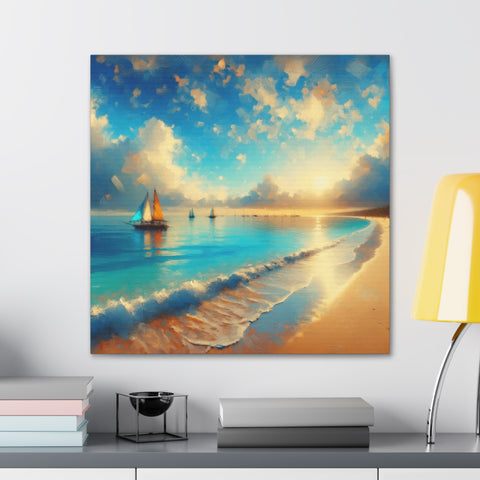 Amber Horizons and Azure Dreams - Canvas Print