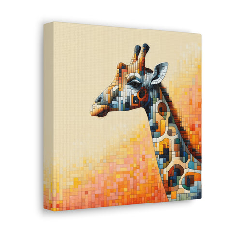Mosaic Majesty: The Giraffe's Gaze - Canvas Print