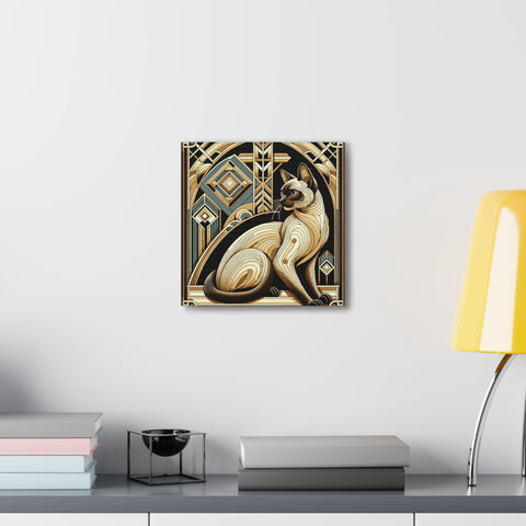 Feline Elegance in Geometric Repose - Canvas Print