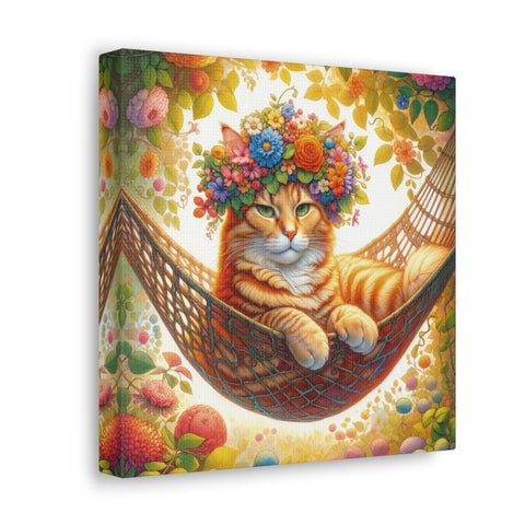 Floras Feline Repose - Canvas Print