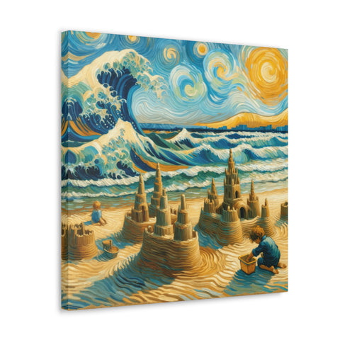Sandswept Dreams under Van Gogh Skies - Canvas Print