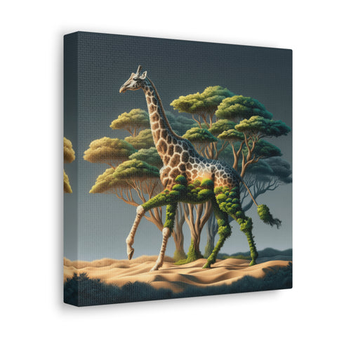 Arboreal Elegance: The Giraffe's Serenade - Canvas Print