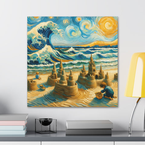 Sandswept Dreams under Van Gogh Skies - Canvas Print