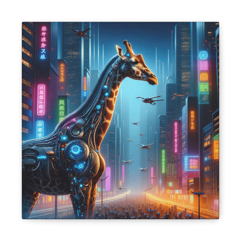 Neon Dreams and the Giraffe Machine - Canvas Print