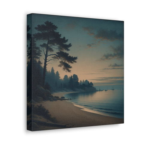 Twilight Whispers on Sapphire Shores - Canvas Print
