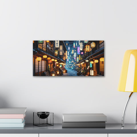 Neon Nocturne: The Luminous Lanes of Tomorrow - Canvas Print