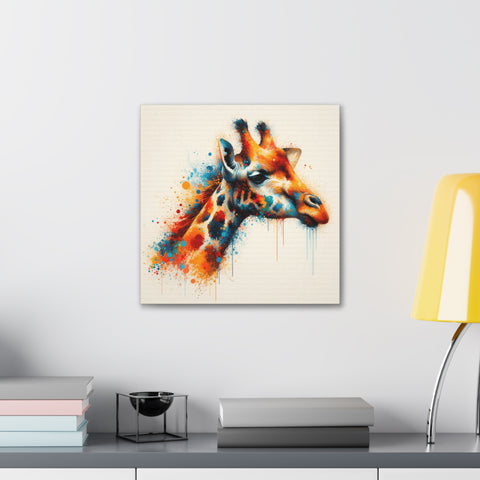 Astral Safari: The Vivid Giraffe - Canvas Print