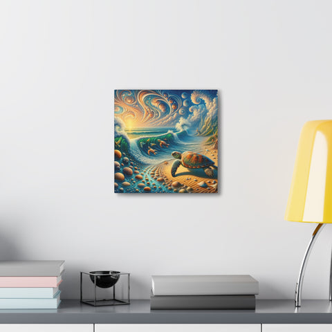 Cosmic Tides and Turtle Rides - Canvas Print