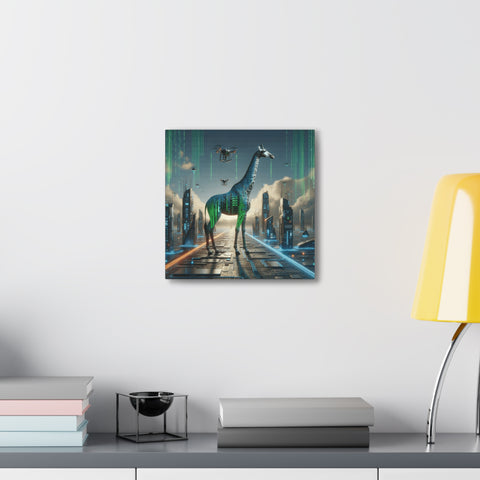Cyber Giraffe: Neon Dreams - Canvas Print