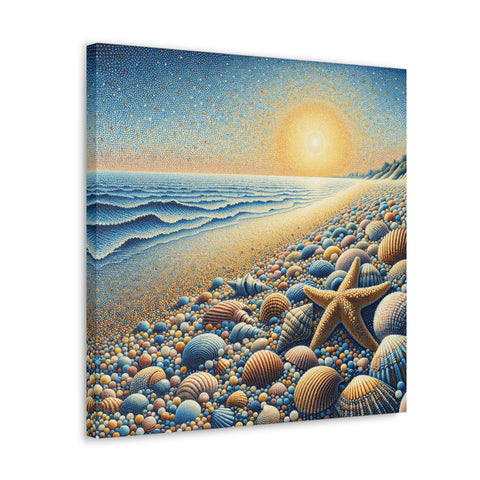 Sea's Symphony in Pointillism - Canvas Print