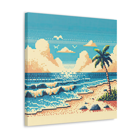 Pixel Paradise: A Digital Seascape - Canvas Print