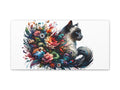 A canvas art piece featuring a Siamese cat merged with an intricate floral design in a vibrant array of colors.