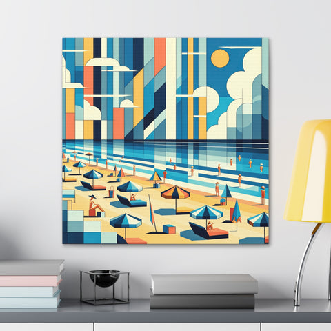 Geometric Shores under a Cubist Sun - Canvas Print