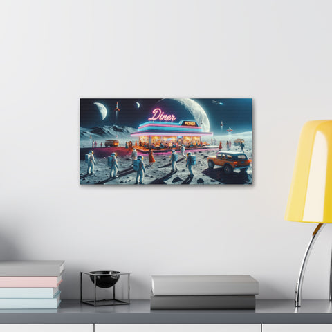 Lunar Luncheonette: A Glimpse of Galactic Gastronomy - Canvas Print