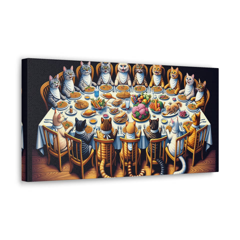 The Feline Feast: A Whiskered Banquet - Canvas Print