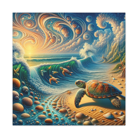 Cosmic Tides and Turtle Rides - Canvas Print