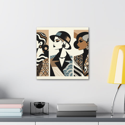 Chic Silhouettes: A Triptych of Elegance - Canvas Print