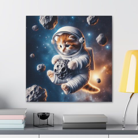 Cosmic Whisker Voyage - Canvas Print