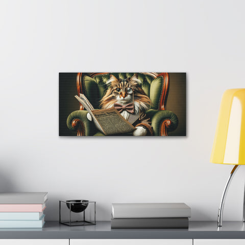 The Erudite Feline: A Scholar's Repose - Canvas Print