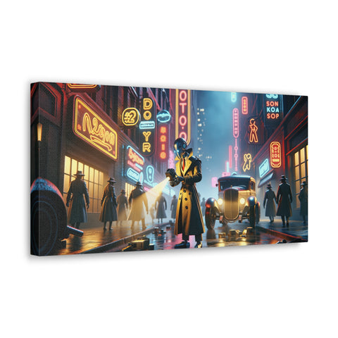 Neon Nocturne: A Glimpse into Tomorrow - Canvas Print