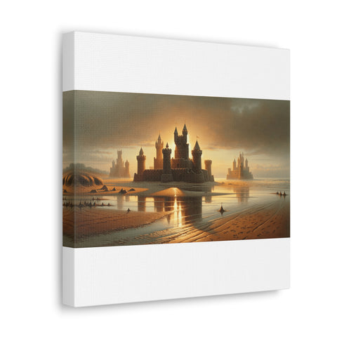 Sunset Bastions: A Sandcastle Dreamscape - Canvas Print