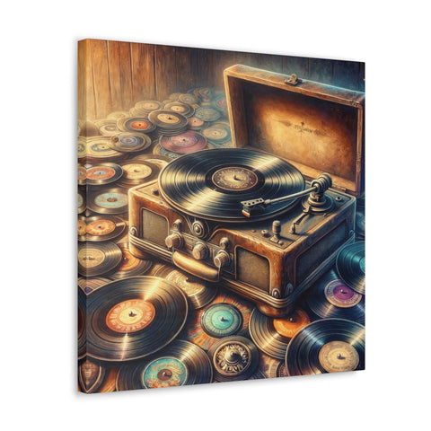 Vinyl Vortex: The Retro Rhapsody - Canvas Print