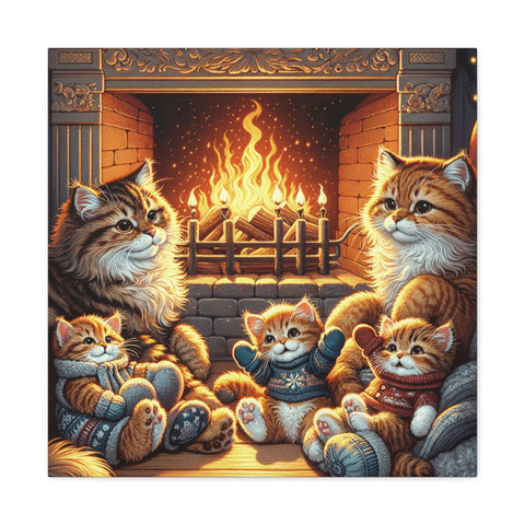 Whiskers by the Warmth - Canvas Print