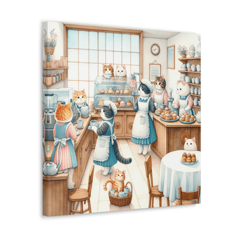 Whiskers and Cream: A Purrfect Patisserie - Canvas Print