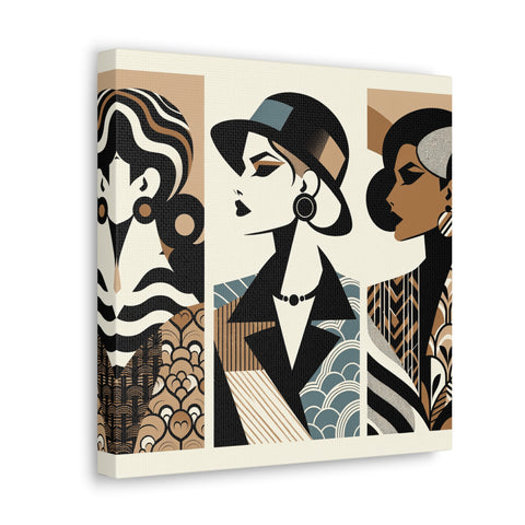 Chic Silhouettes: A Triptych of Elegance - Canvas Print