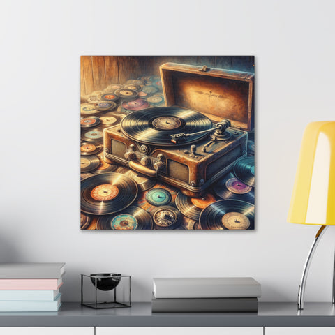 Vinyl Vortex: The Retro Rhapsody - Canvas Print