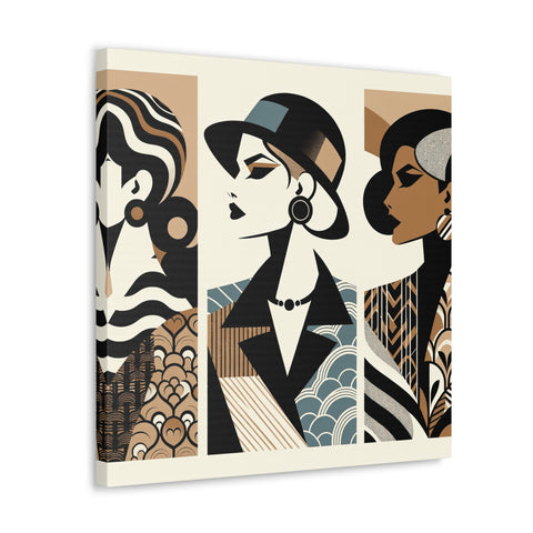 Chic Silhouettes: A Triptych of Elegance - Canvas Print